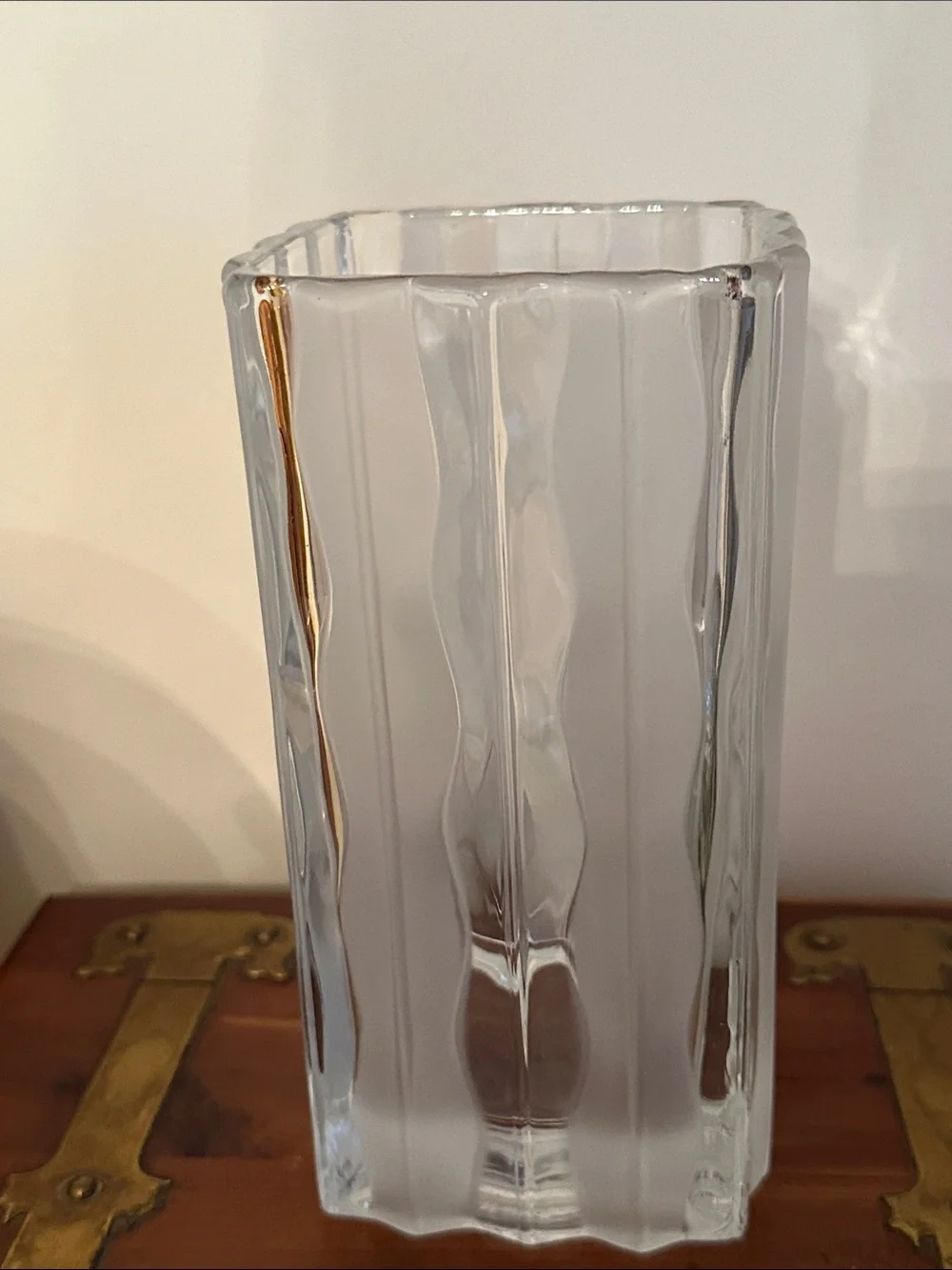 Clear Glass Textured Vase -Signed Luay - 6 5/8” Tall